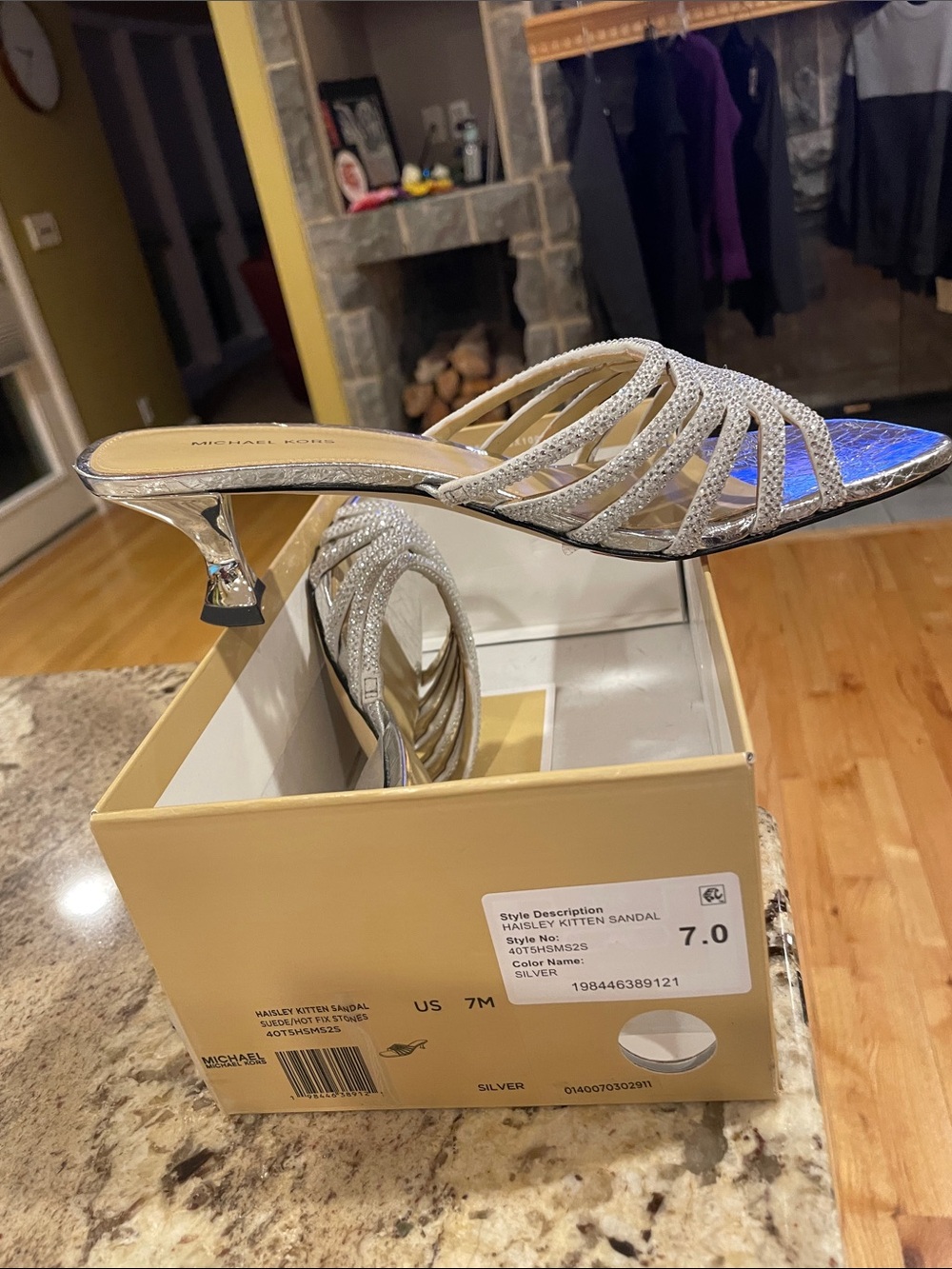NWT Michael Kors Silver Rhinestone Strappy Kitten Heels - Picture 1 of 10
